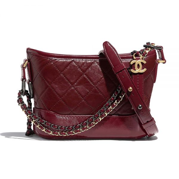 Chanel Women Chanel’s Gabrielle Small Hobo Bag in Calfskin Leather-Maroon (1)