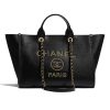 Chanel Women Chanel's Large Tote Shopping Bag in Grained Calfskin Leather-Black