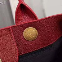 Chanel Women Chanel’s Large Tote Shopping Bag in Grained Calfskin Leather-Red (1)