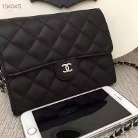 Chanel Women Classic Clutch with Chain in Lambskin Leather-Black (1)