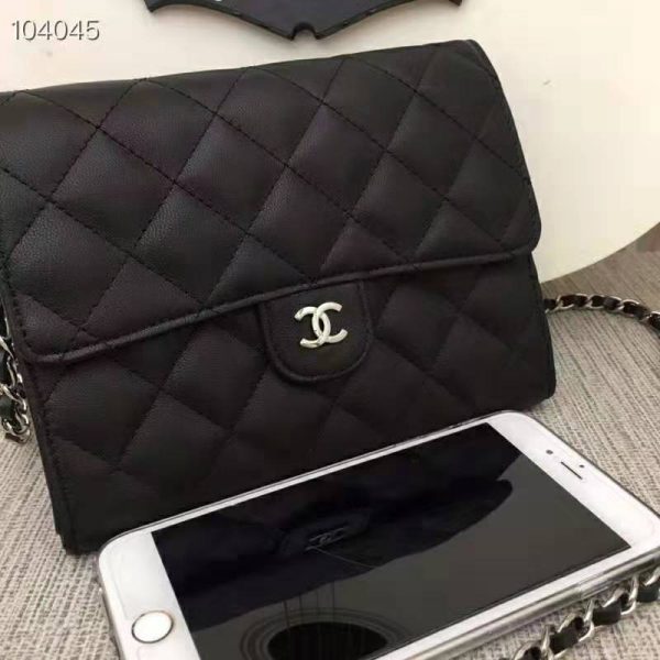 Chanel Women Classic Clutch with Chain in Lambskin Leather-Black (5)