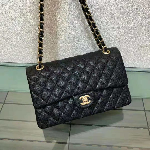 Chanel Women Classic Handbag in Grained Calfskin Leather-Black (5)