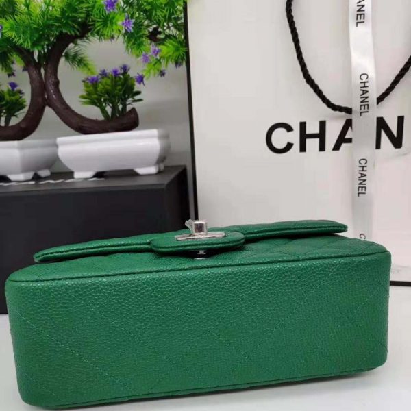 Chanel Women Classic Handbag in Lambskin Leather-Green (12)