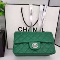 Chanel Women Classic Handbag in Lambskin Leather-Green (1)