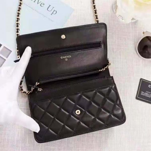 Chanel Women Classic Wallet On Chain in Lambskin Leather-Black (9)