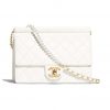 Chanel Women Flap Bag White Ringer Pearl in Goatskin Leather