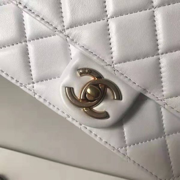 Chanel Women Flap Bag White Ringer Pearl in Goatskin Leather (6)