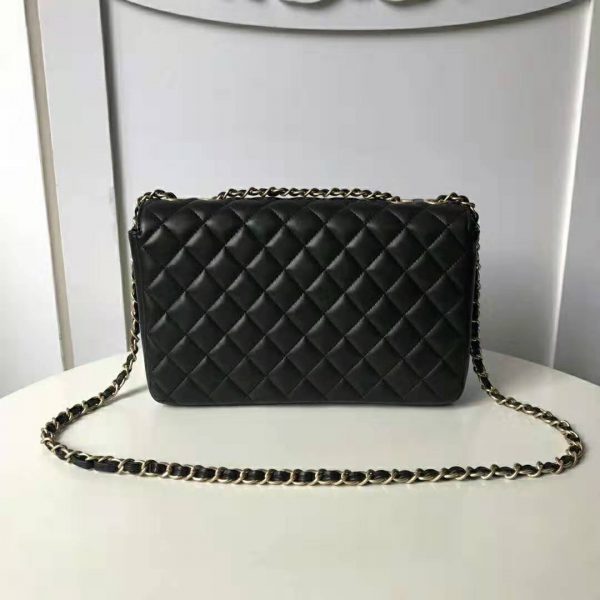 Chanel Women Flap Bag in Metallic Lambskin Leather-Black (5)