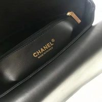 Chanel Women Flap Bag in Metallic Lambskin Leather-Black (1)