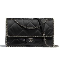 Chanel Women Flap Bag in Satin Leather-Black (1)