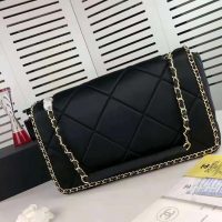 Chanel Women Flap Bag in Satin Leather-Black (1)