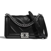 Chanel Women Flap Bag with Top Handle in Calfskin-Black (1)