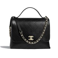 Chanel Women Flap Bag with Top Handle in Calfskin-Black (1)