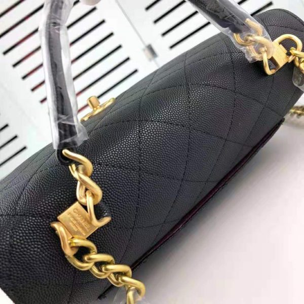 Chanel Women Flap Bag with Top Handle in Calfskin-Black (5)