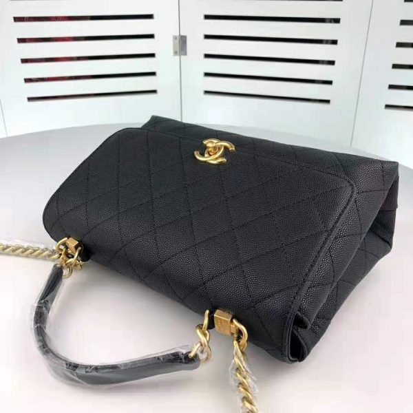 Chanel Women Flap Bag with Top Handle in Calfskin-Black (7)