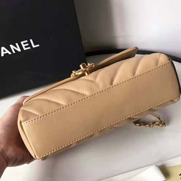 Chanel Women Flap Bag with Top Handle in Calfskin-Sandy (6)