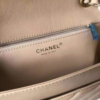 Chanel Women Flap Bag with Top Handle in Calfskin-Sandy (1)