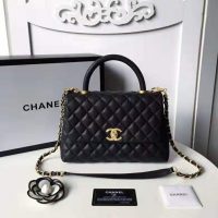 Chanel Women Flap Bag with Top Handle in Grained Calfskin Leather-Black (1)