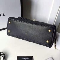 Chanel Women Flap Bag with Top Handle in Grained Calfskin Leather-Black (1)