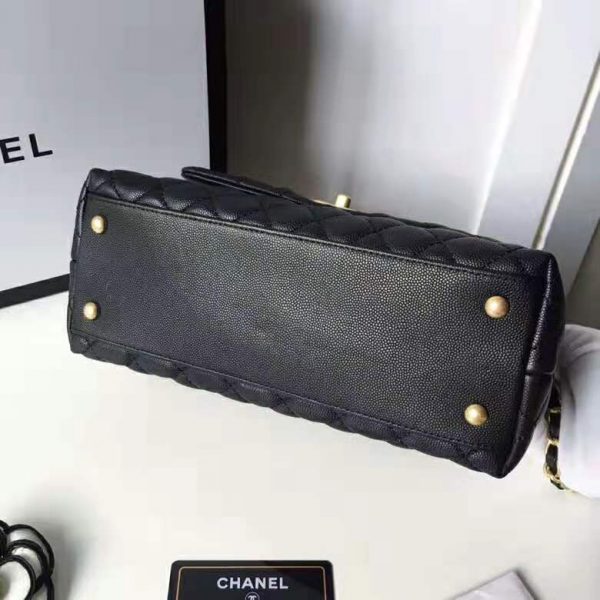 Chanel Women Flap Bag with Top Handle in Grained Calfskin Leather-Black (5)