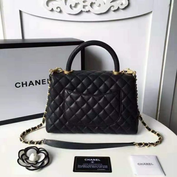 Chanel Women Flap Bag with Top Handle in Grained Calfskin Leather-Black (6)