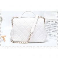 Chanel Women Flap Bag with Top Handle in Grained Calfskin Leather-White (2)