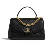 Chanel Women Flap Bag with Top Handle in Lambskin-Black