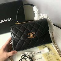 Chanel Women Flap Bag with Top Handle in Lambskin-Black (1)