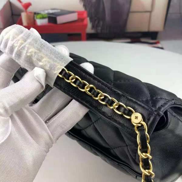 Chanel Women Flap Bag with Top Handle in Lambskin Leather (6)