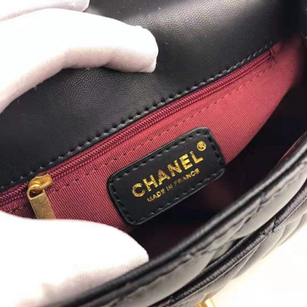 Chanel Women Flap Bag with Top Handle in Lambskin Leather (8)
