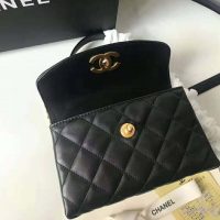 Chanel Women Flap Bag with Top Handle in Lambskin Leather-Black (1)