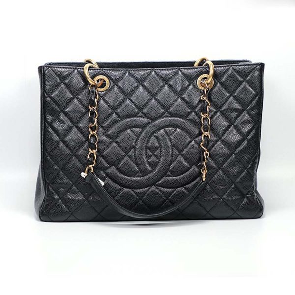 Chanel Women GST Shopping Bag in Grained Calfskin Leather-Black (5)