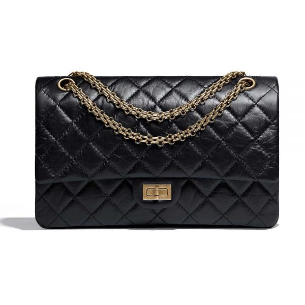 Chanel Women Large 2.55 Handbag in Aged Calfskin Leather-Black (1)