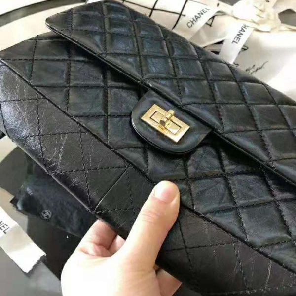 Chanel Women Large 2.55 Handbag in Aged Calfskin Leather-Black (10)