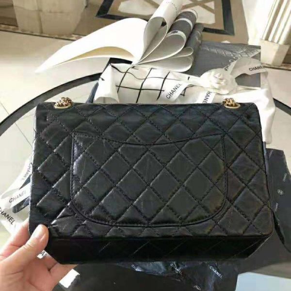 Chanel Women Large 2.55 Handbag in Aged Calfskin Leather-Black (6)