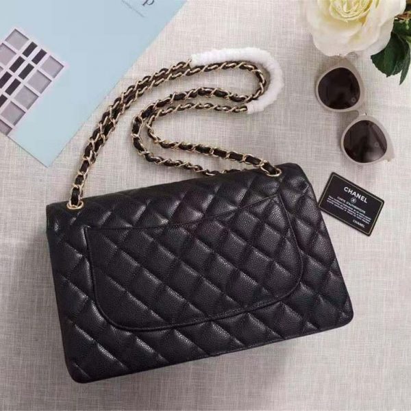 Chanel Women Large Classic Handbag in Grained Calfskin Leather-Black (3)