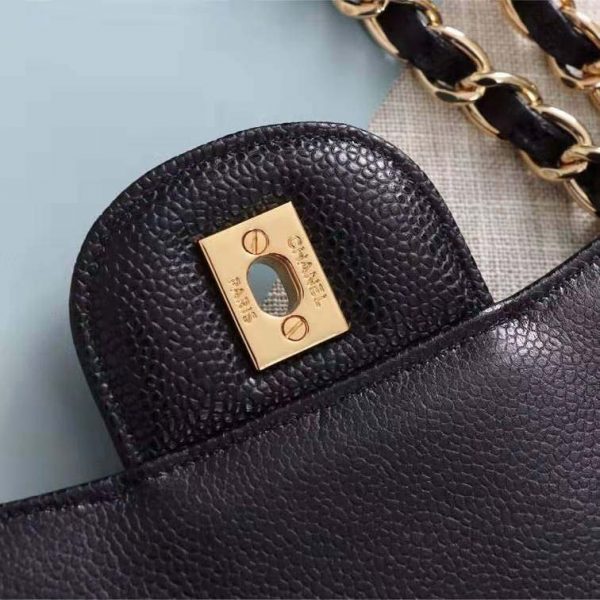 Chanel Women Large Classic Handbag in Grained Calfskin Leather-Black (7)