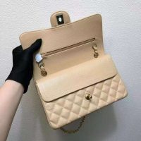 Chanel Women Large Classic Handbag in Grained Calfskin Leather-Sandy (1)