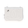 Chanel Women Large Double C Gold Chain Cross Body Flap Bag-White