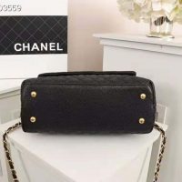 Chanel Women Large Flap Bag with Top Handle in Grained Calfskin Leather-Black (1)