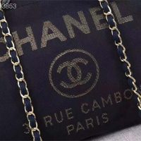 Chanel Women Large Shopping Bag in Mixed Fibers and Lurex Canvas-Navy (1)