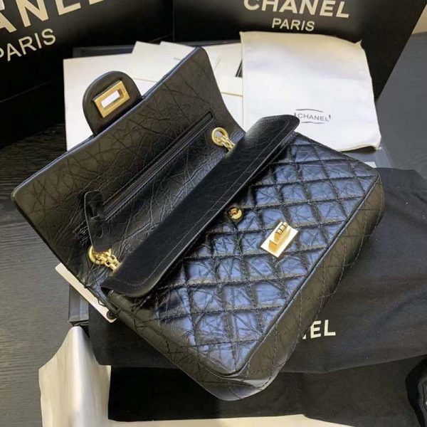 Chanel Women Maxi 2.55 Handbag in Aged Calfskin Leather-Black (10)