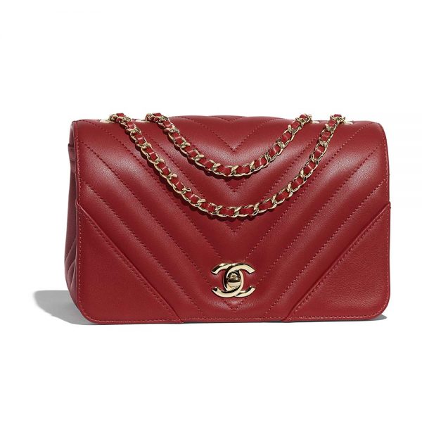 Chanel Women Mini Flap Bag in Calfskin Leather-Red (1)