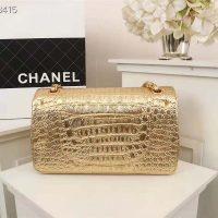 Chanel Women Mini Flap Bag in Metallic Crocodile Embossed Calfskin Leather-Gold (1)