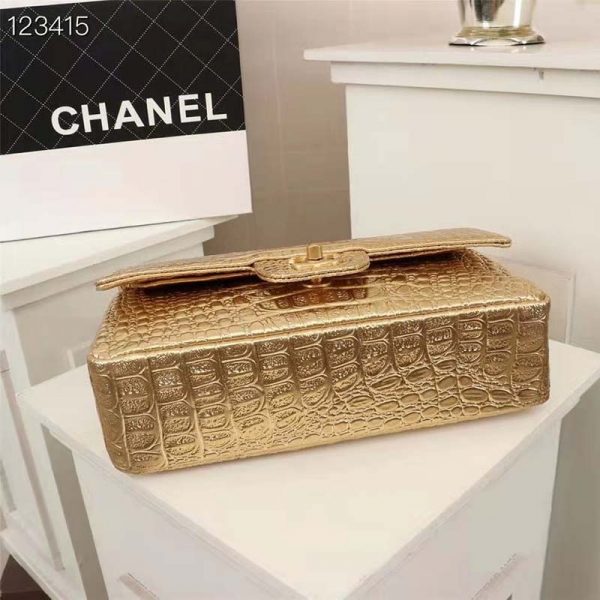 Chanel Women Mini Flap Bag in Metallic Crocodile Embossed Calfskin Leather-Gold (3)
