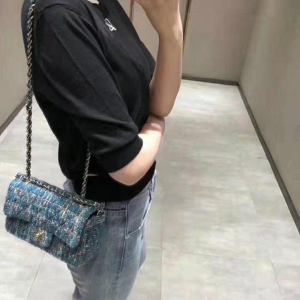 Chanel Women Mini Flap Bag in Tweeds & Fabrics-Blue (2)