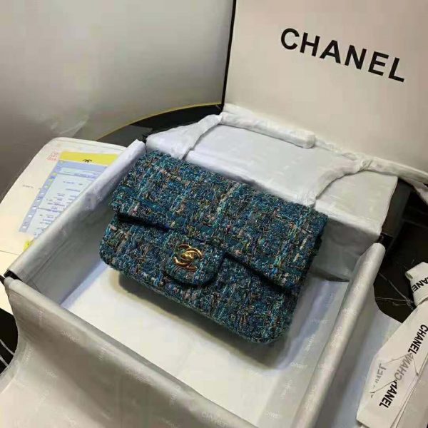 Chanel Women Mini Flap Bag in Tweeds & Fabrics-Blue (3)