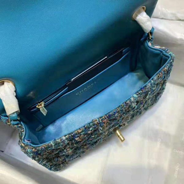Chanel Women Mini Flap Bag in Tweeds & Fabrics-Blue (9)