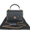 Chanel Women Organ Bag with Top Handle in Embossed Calfskin Leather-Black