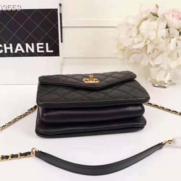 Chanel Women Organ Bag with Top Handle in Embossed Calfskin Leather-Black (8)